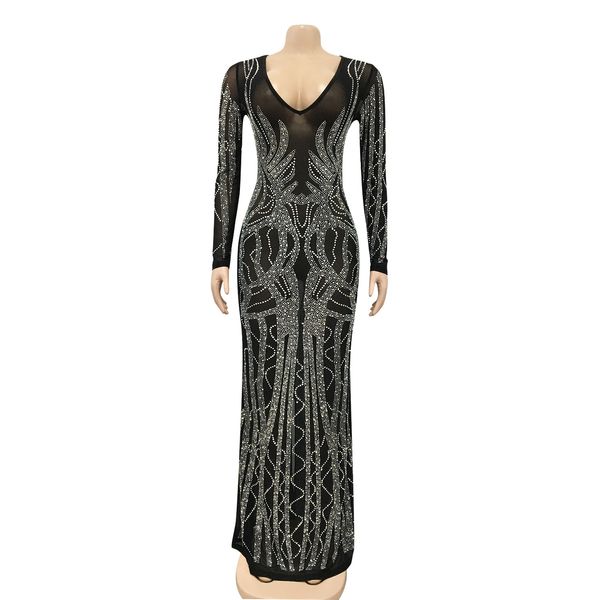 deep v long sleeve dresses rhinestone mesh black bodycon maxi dress club birthday party dress for women d42-he49, Black;gray
deep v long sleeve dresses rhinestone mesh black bodycon maxi dress club birthday party dress for women d42-he49, Black;gray