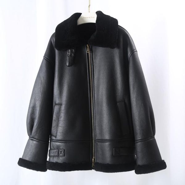 women's leather & faux oftbuy 2021 double faced fur real coat winter jacket women man genuine natural merino sheep outerwear locomotive, Black
women's leather & faux oftbuy 2021 double faced fur real coat winter jacket women man genuine natural merino sheep outerwear locomotive, Black