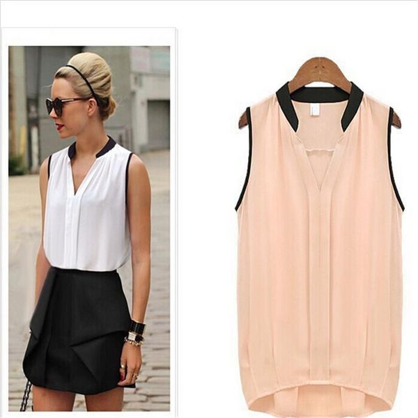 women's blouses & shirts fashion woman solid chiffon ol lady v-neck sleeveless plus size xl, White
women's blouses & shirts fashion woman solid chiffon ol lady v-neck sleeveless plus size xl, White