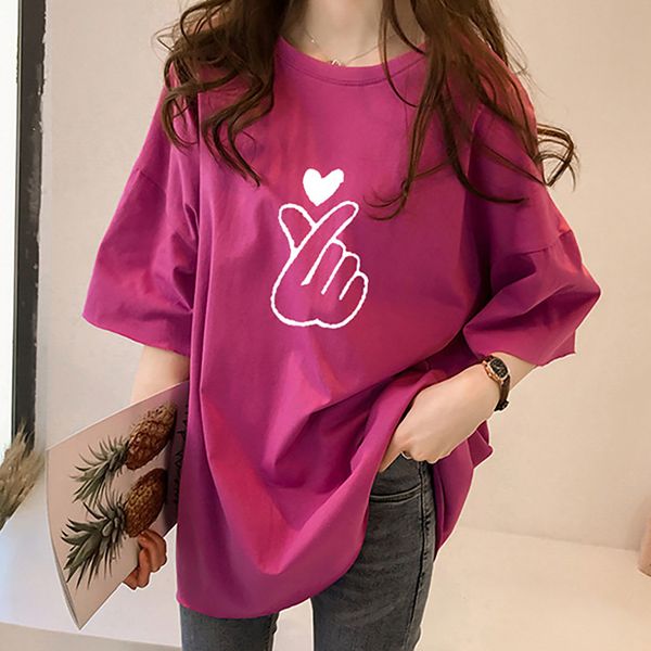 2021 new ulzzang heart print female t-shirt long summer loose sleeve short korean school clothes 8inb, White
2021 new ulzzang heart print female t-shirt long summer loose sleeve short korean school clothes 8inb, White