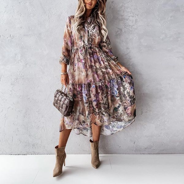 casual dresses autumn long print flower shirt dress chiffon women sleeve button vintage ruffle a line elegant maxi party robe 2021, Black;gray
casual dresses autumn long print flower shirt dress chiffon women sleeve button vintage ruffle a line elegant maxi party robe 2021, Black;gray