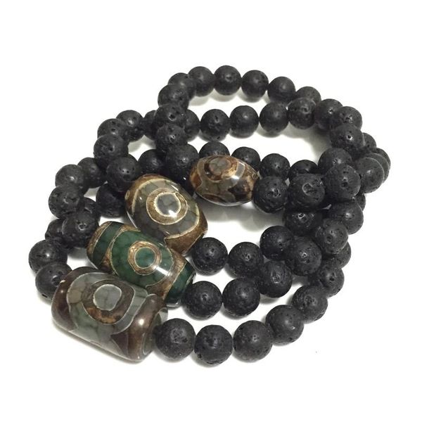 charm bracelets energy lava stone natural tibetan dzi agates vintage black beaded jewelry three eyed for male, Golden;silver
charm bracelets energy lava stone natural tibetan dzi agates vintage black beaded jewelry three eyed for male, Golden;silver