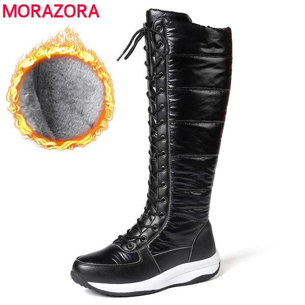 boots morazora size 35-44 genuine leather snow lace up light bottom platform knee high women cotton shoes winter botas, Black
boots morazora size 35-44 genuine leather snow lace up light bottom platform knee high women cotton shoes winter botas, Black