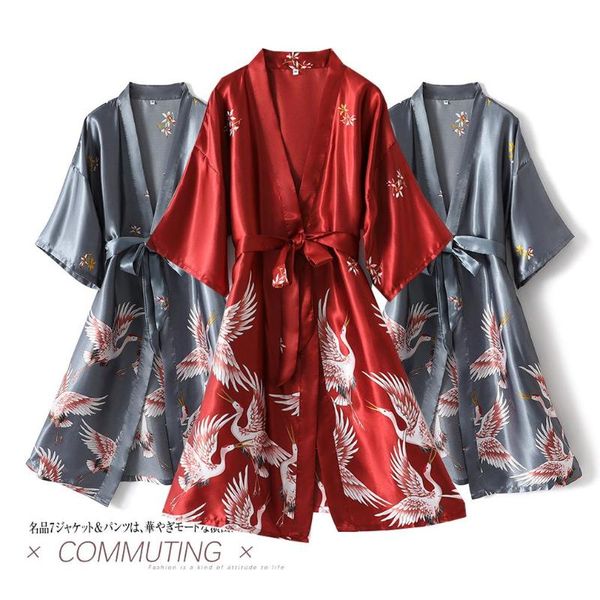 women's sleepwear satin print robe women kimono bathrobe gown intimate lingerie half sleeve nightwear home clothing silky nightgown, Black;red
women's sleepwear satin print robe women kimono bathrobe gown intimate lingerie half sleeve nightwear home clothing silky nightgown, Black;red