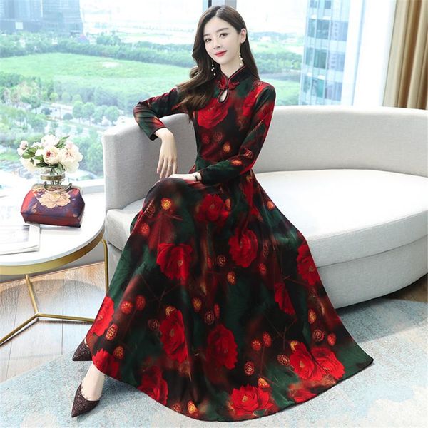 casual dresses autumn winter floral printed dress women fashion improved cheongsam elegant party vestidos, Black;gray
casual dresses autumn winter floral printed dress women fashion improved cheongsam elegant party vestidos, Black;gray