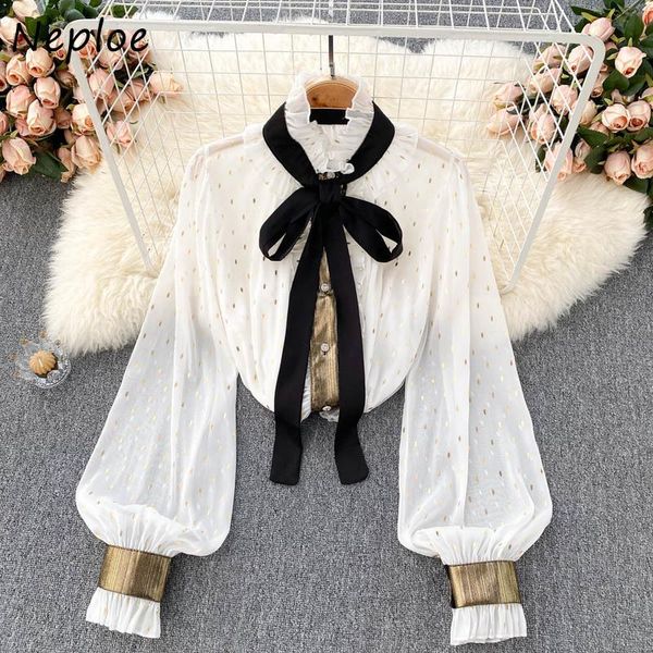 women's blouses & shirts neploe french style puff sleeve shirt women 2021 autumn contrast color blusas mujer ribbon all-match chiffon, White
women's blouses & shirts neploe french style puff sleeve shirt women 2021 autumn contrast color blusas mujer ribbon all-match chiffon, White