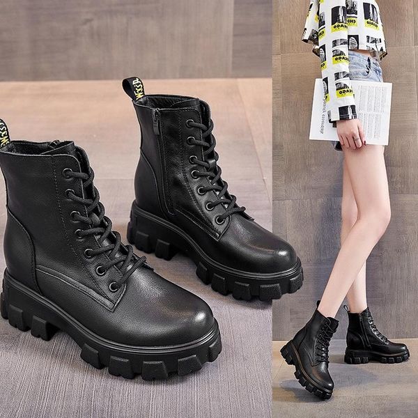 boots autumn and winter 2021 fashion korean leisure thick soled women's shoes inner heightening round head, Black
boots autumn and winter 2021 fashion korean leisure thick soled women's shoes inner heightening round head, Black