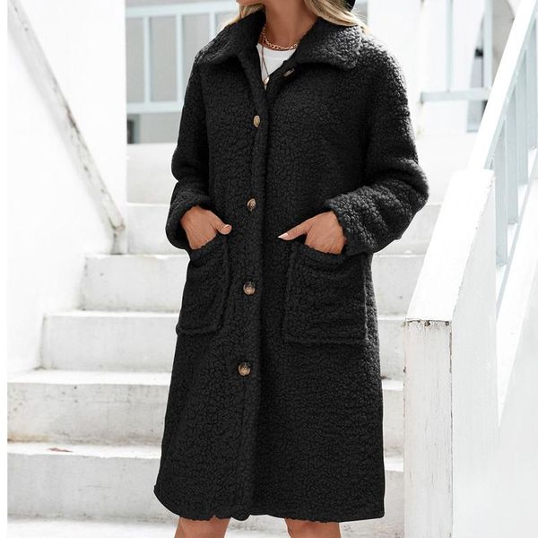 women's wool & blends womens jackets solid color long sleeve full patchwork fleece coat with button pockets autumn winter warm jacket, Black
women's wool & blends womens jackets solid color long sleeve full patchwork fleece coat with button pockets autumn winter warm jacket, Black