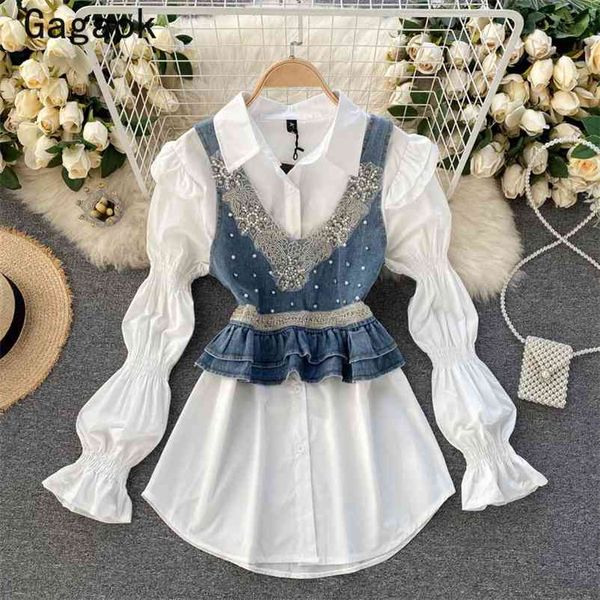 women prairie chic two piece set spring autumn korean retro fashion wild suits beading vests + mini dresses 210531, White
women prairie chic two piece set spring autumn korean retro fashion wild suits beading vests + mini dresses 210531, White