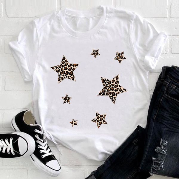 women's t-shirt women clothing leopard star cute printing fashion 90s short sleeve summer clothes print tshirt female tee graphic, White
women's t-shirt women clothing leopard star cute printing fashion 90s short sleeve summer clothes print tshirt female tee graphic, White