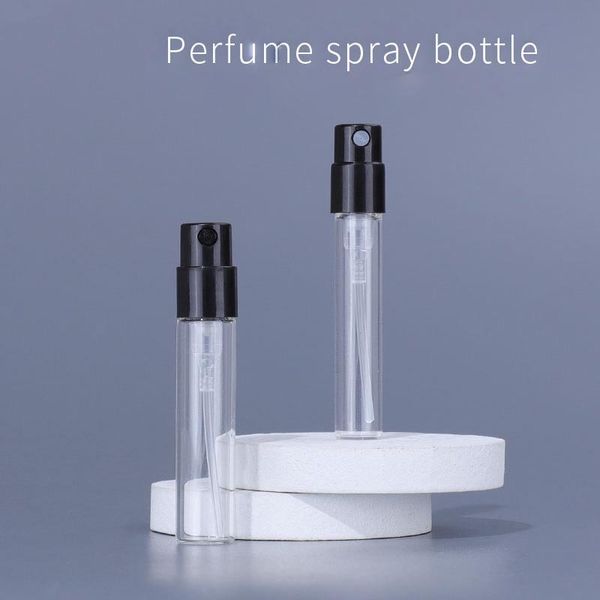 Image of Custom Logo 1.8ml 2.5ml Perfume Spray Bottles Sample Glass Packing Tube For Travel with Black Pump Sprayer