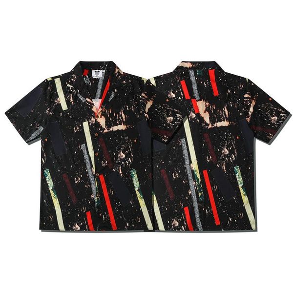 men's casual shirts and women's lovers summer color ink digital print loose-fit lapel short sleeve shirt, White;black
men's casual shirts and women's lovers summer color ink digital print loose-fit lapel short sleeve shirt, White;black