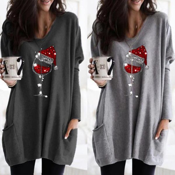 casual dresses donsignet long t-shirt christmas print autumn winter pocket for women, Black;gray
casual dresses donsignet long t-shirt christmas print autumn winter pocket for women, Black;gray