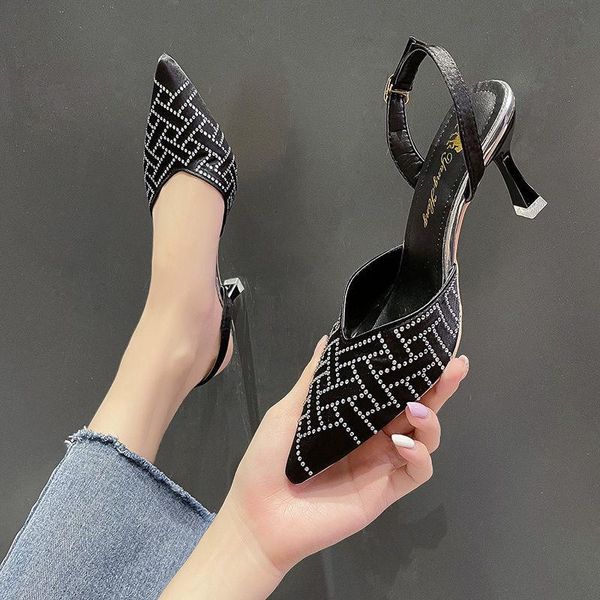 sandals women mid-heel 2021 summer mesh breathable rhinestone stiletto pointed, Black
sandals women mid-heel 2021 summer mesh breathable rhinestone stiletto pointed, Black