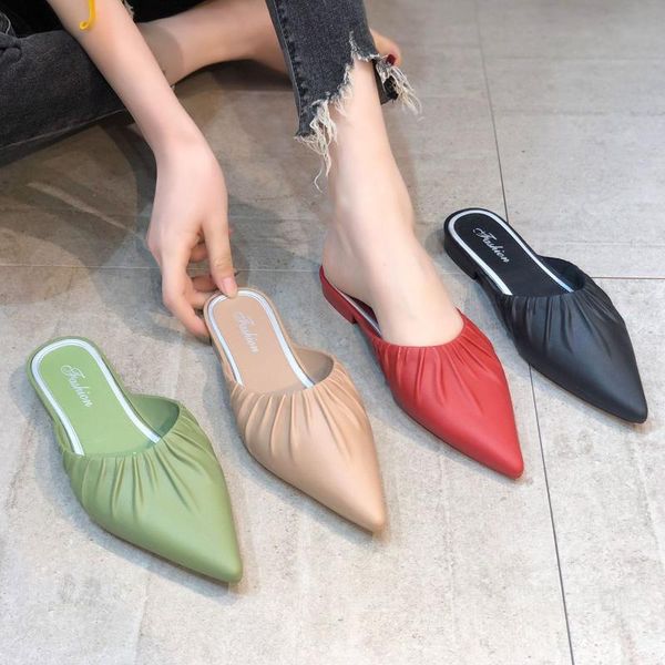 plastic mules slippers ladies pointed toe pleated flat sandals women 2021 fashion rain slipper female summer beach shoes, Black
plastic mules slippers ladies pointed toe pleated flat sandals women 2021 fashion rain slipper female summer beach shoes, Black