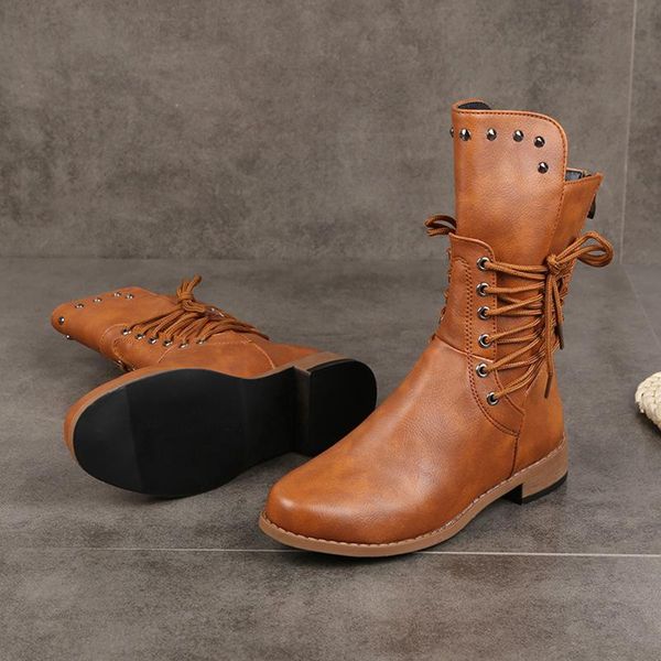 boots women mid calf vintage rivet leather lace up low heels winter casual back zipper short female, Black
boots women mid calf vintage rivet leather lace up low heels winter casual back zipper short female, Black