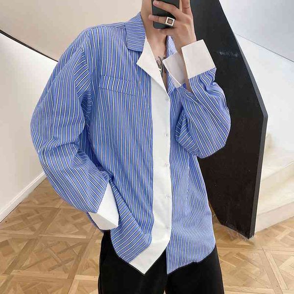 men's casual shirts blue stripe hawaiian shirt fashion loose long sleeves camisa masculina streetwear lapel collar french cuff 1on, White;black
men's casual shirts blue stripe hawaiian shirt fashion loose long sleeves camisa masculina streetwear lapel collar french cuff 1on, White;black