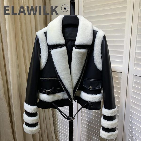 women's leather & faux 2021 autumn winter sheep skin real coat fashion wool patchwork warm c376, Black
women's leather & faux 2021 autumn winter sheep skin real coat fashion wool patchwork warm c376, Black