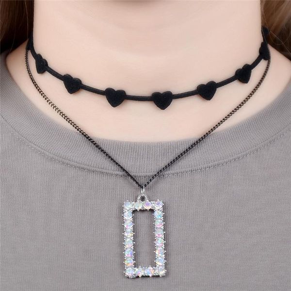 pendant necklaces imixlot fashion retro black heart double layered chain geometric crystal necklace women clavicle jewelry, Silver
pendant necklaces imixlot fashion retro black heart double layered chain geometric crystal necklace women clavicle jewelry, Silver