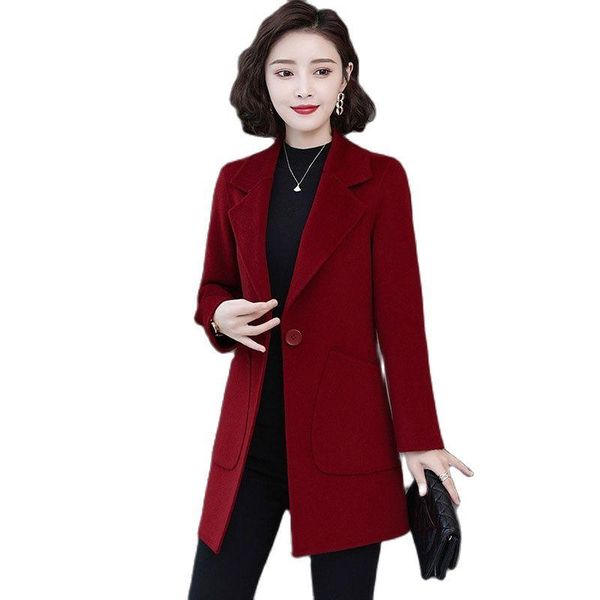 women's wool & blends fashion woolen coats spring autumn 1 button pocket suit jacket mid-length female coat outerwear red black wine
women's wool & blends fashion woolen coats spring autumn 1 button pocket suit jacket mid-length female coat outerwear red black wine