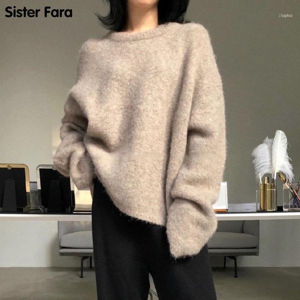 sister fara 2021 o-neck hedging sweater women korean harajuku solid color thick all-match loose outer wear knitting 1, White;black
sister fara 2021 o-neck hedging sweater women korean harajuku solid color thick all-match loose outer wear knitting 1, White;black