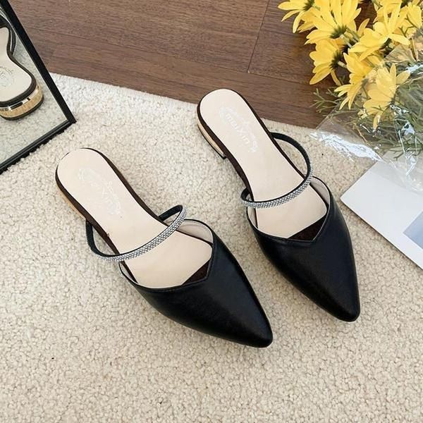 slippers shoes shallow soft slipers women pointed toe loafers slides low comfort 2021 cover elegant pu concise hoof heels, Black
slippers shoes shallow soft slipers women pointed toe loafers slides low comfort 2021 cover elegant pu concise hoof heels, Black