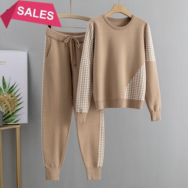houndstooth 2021 new knit 2 piece set tracksuits fall winter women pullover sweater + carrot harem pants sporting suit female 1mw8, White
houndstooth 2021 new knit 2 piece set tracksuits fall winter women pullover sweater + carrot harem pants sporting suit female 1mw8, White