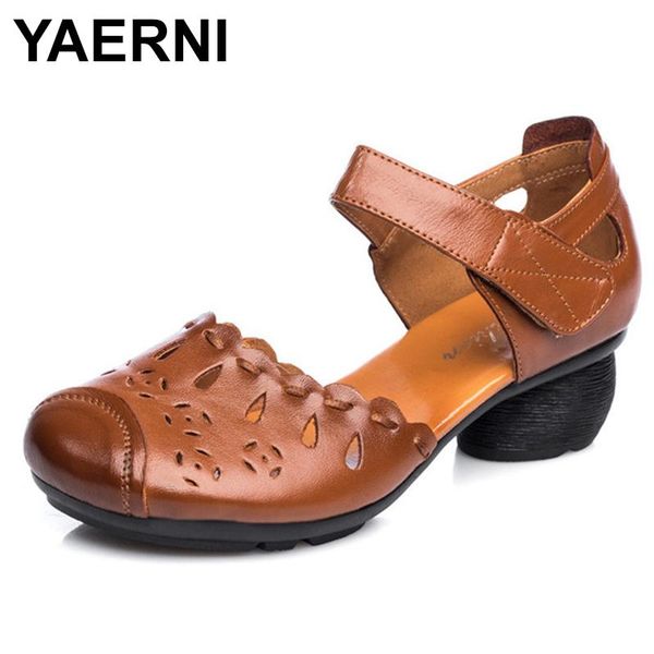 yaerni summer comfort with thick heel genuine leather sandals mother non-slip shoes rubber bottom women cow leather shoes, Black
yaerni summer comfort with thick heel genuine leather sandals mother non-slip shoes rubber bottom women cow leather shoes, Black