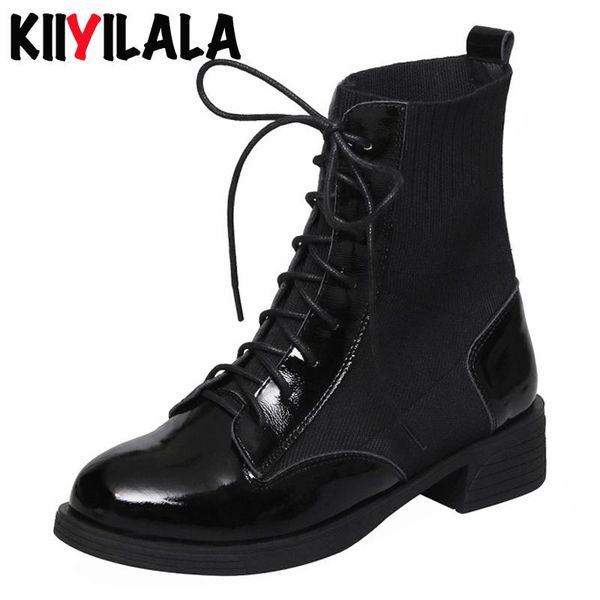 boots kiiyilala genuine leather women sock round toe hoof heels platform with lace-u ankle for cowhide booties, Black
boots kiiyilala genuine leather women sock round toe hoof heels platform with lace-u ankle for cowhide booties, Black
