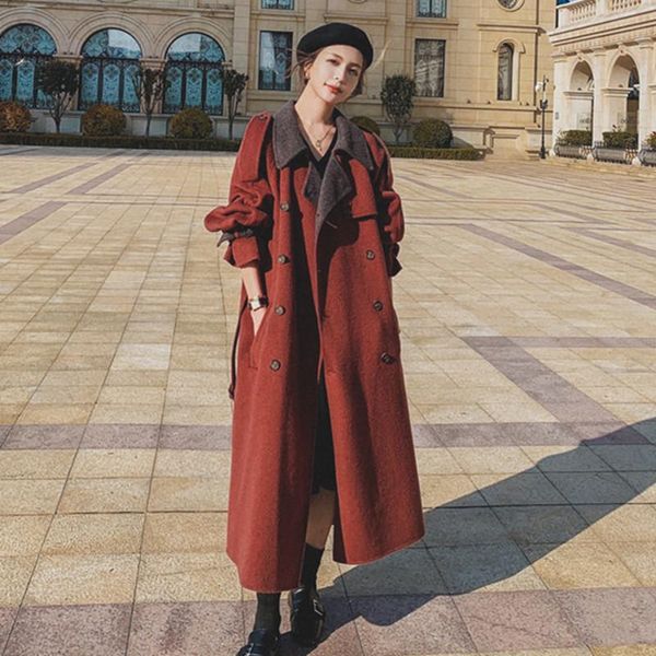 women's wool & blends woolen jacket middle long fall and winter 2021 hepburn style korean loose thickened coat, Black
women's wool & blends woolen jacket middle long fall and winter 2021 hepburn style korean loose thickened coat, Black