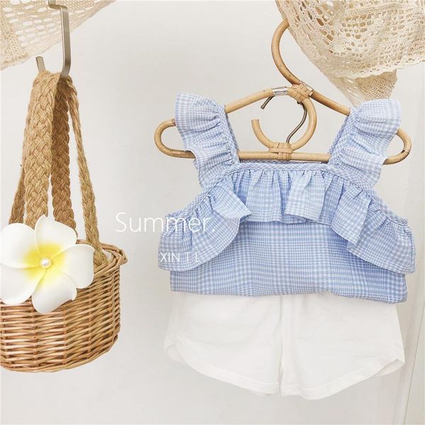 shirts summer plaid printed baby girls cute blouses ruffles square collar korean style kids clothes sleeveless children, White;black
shirts summer plaid printed baby girls cute blouses ruffles square collar korean style kids clothes sleeveless children, White;black
