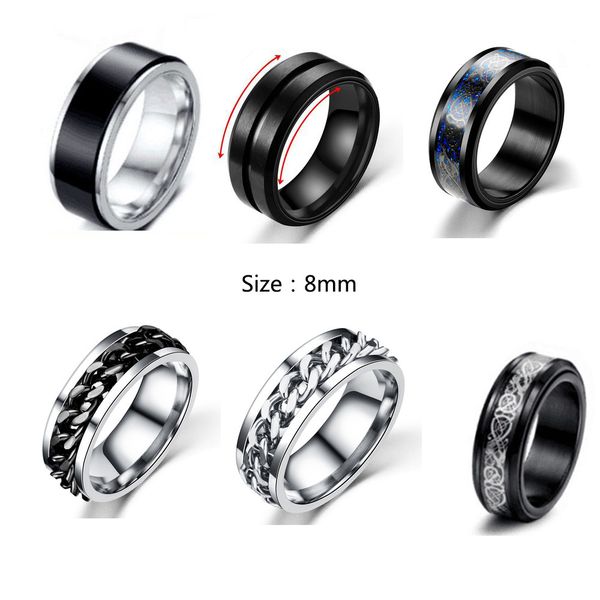 6mm 8mm stainless steel chain rotating ring personalized anti anxiety fidget band ring for women men rings trendy jewelry gift black sliver, Silver
6mm 8mm stainless steel chain rotating ring personalized anti anxiety fidget band ring for women men rings trendy jewelry gift black sliver, Silver