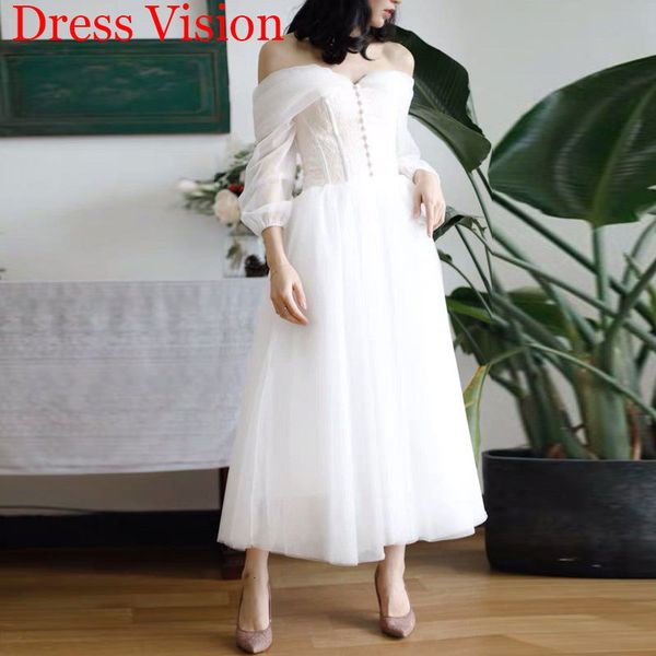 2021 off the shoulder long sleeves short wedding robe soire mariage vestido de noiva suknia lubna 28ta, White
2021 off the shoulder long sleeves short wedding robe soire mariage vestido de noiva suknia lubna 28ta, White