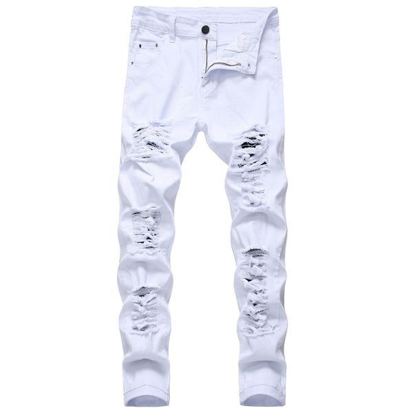 new arrival men's cotton ripped hole jeans casual slim skinny white jeans men trousers fashion stretch hip hop denim pants male 210317, Blue
new arrival men's cotton ripped hole jeans casual slim skinny white jeans men trousers fashion stretch hip hop denim pants male 210317, Blue