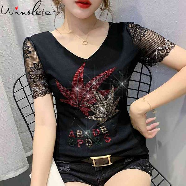 women's t-shirt summer european clothe fashion v-neck patchwork lace shiny diammonds women short sleeve tees t14706a o3n, White
women's t-shirt summer european clothe fashion v-neck patchwork lace shiny diammonds women short sleeve tees t14706a o3n, White