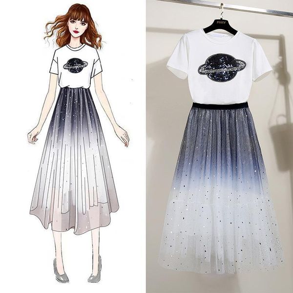 2 piece set women white summer t shirt femme casual shirt mesh fairy good design ladies clothes, Gray
2 piece set women white summer t shirt femme casual shirt mesh fairy good design ladies clothes, Gray