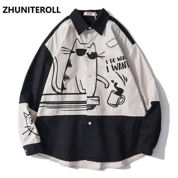 2021 funny cat print mens shirts patchwork button down longsleeve shirt for men streetwear hawaiian beach fashion harajuku, White;black
2021 funny cat print mens shirts patchwork button down longsleeve shirt for men streetwear hawaiian beach fashion harajuku, White;black
