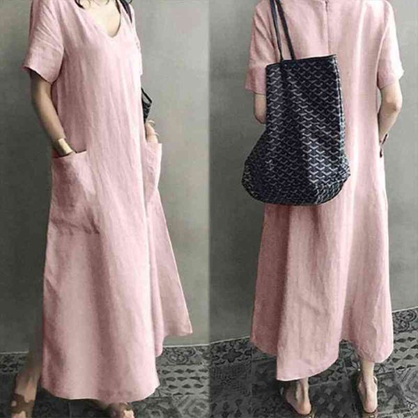 s-4xl women dress casual solid color short sleeve v neck pockets large hem loose long dress ladies fashion vestidos, Black;gray
s-4xl women dress casual solid color short sleeve v neck pockets large hem loose long dress ladies fashion vestidos, Black;gray
