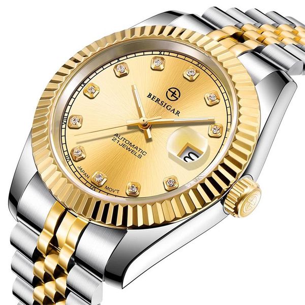 wristwatches bersigar men's waterproof stainless steel automatic mechanical watch calendar wrist watch-waterproof analog couple model, Slivery;brown
wristwatches bersigar men's waterproof stainless steel automatic mechanical watch calendar wrist watch-waterproof analog couple model, Slivery;brown