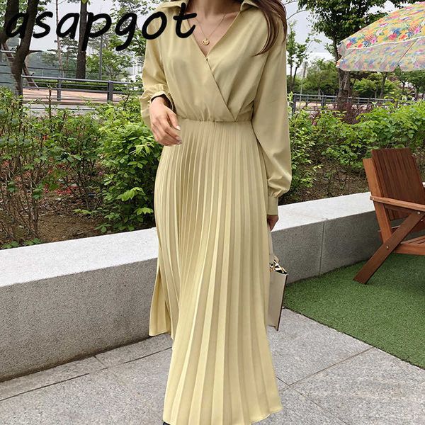 minimalist chic temperament elegant slim high waist solid cross lapel pleated dress casual maxi dresses for women vestido 210610, Black;gray
minimalist chic temperament elegant slim high waist solid cross lapel pleated dress casual maxi dresses for women vestido 210610, Black;gray