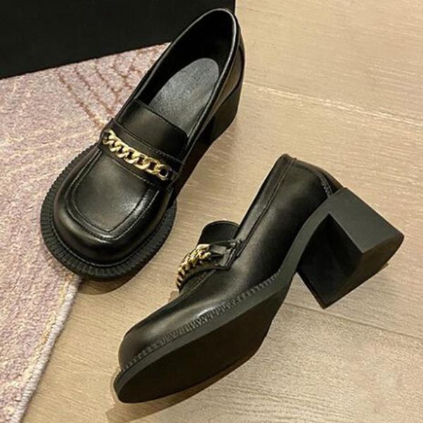 dress shoes elegant women pumps metal chain loafers fashion ladies comfortable genuine leather slip-on mid heel office q52, Black
dress shoes elegant women pumps metal chain loafers fashion ladies comfortable genuine leather slip-on mid heel office q52, Black