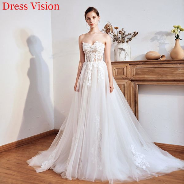 2021 lace appliques light wedding es vestidos novia robe de marie strapless sweep train hian, White
2021 lace appliques light wedding es vestidos novia robe de marie strapless sweep train hian, White