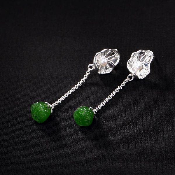dangle & chandelier original design natural hetian jade jasper lotus pearl tassel earrings chinese retro light luxury charm women's bra, Silver
dangle & chandelier original design natural hetian jade jasper lotus pearl tassel earrings chinese retro light luxury charm women's bra, Silver