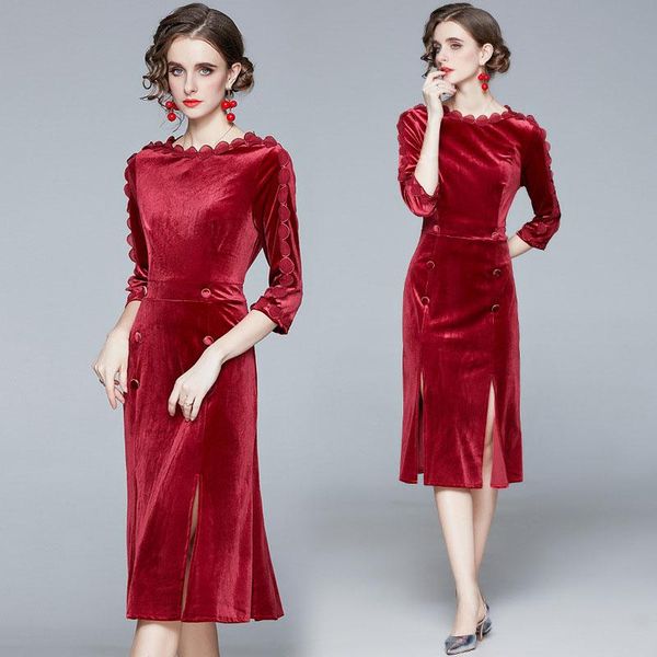 casual dresses 2021 spring fall fashion women wine red velvet mermaid dress , woman clothes slim placket double breasted velour, Black;gray
casual dresses 2021 spring fall fashion women wine red velvet mermaid dress , woman clothes slim placket double breasted velour, Black;gray