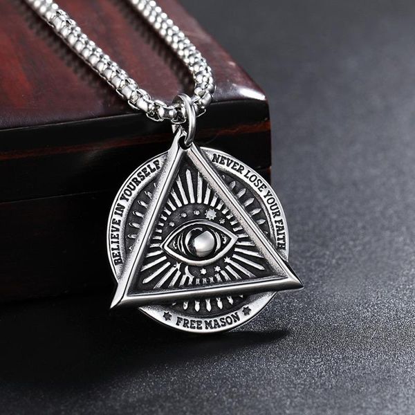 pendant necklaces mens asonry triangle eye of providence necklace vintage stainless steel all seeing male jewelry drop, Silver
pendant necklaces mens asonry triangle eye of providence necklace vintage stainless steel all seeing male jewelry drop, Silver