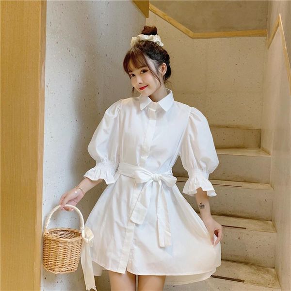 casual dresses japanese sweet elegant white women dress summer soft girly vintage lace up bow solid color puff sleeve draw back ladies, Black;gray
casual dresses japanese sweet elegant white women dress summer soft girly vintage lace up bow solid color puff sleeve draw back ladies, Black;gray