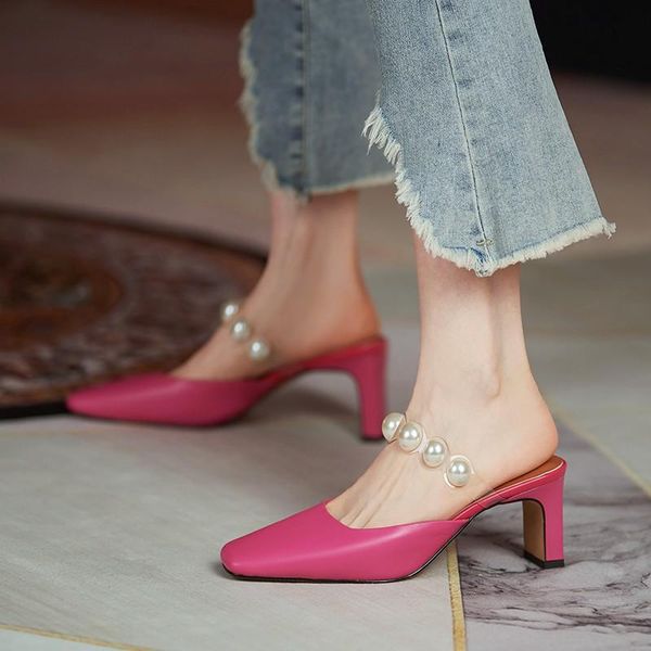 sandals korean fashion sweet slingback women rose red summer natural leather covered toe square heels pearls mules shoes size 40, Black
sandals korean fashion sweet slingback women rose red summer natural leather covered toe square heels pearls mules shoes size 40, Black