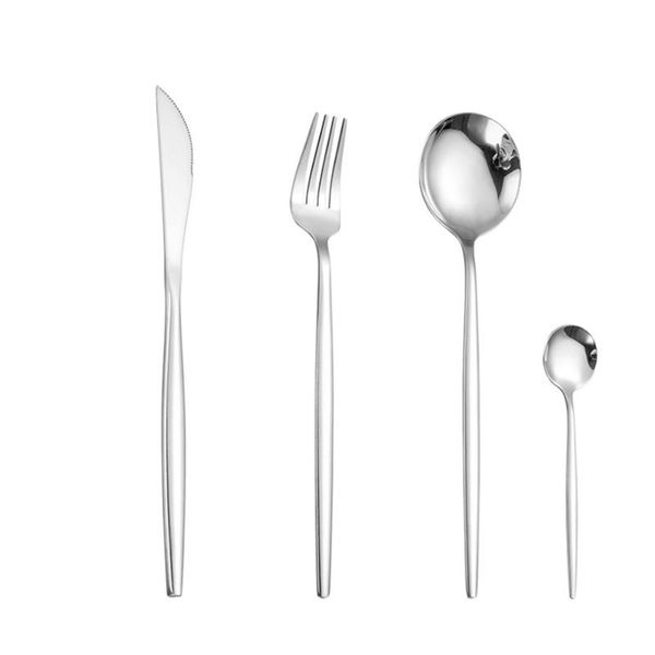 4pcs/set silver cutlery set 18/10 stainless steel kitchen dessert knife fork spoon dinnerware silverware flatware set dropship
4pcs/set silver cutlery set 18/10 stainless steel kitchen dessert knife fork spoon dinnerware silverware flatware set dropship