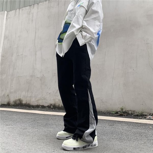 original color block women pants elastic waist straight casual high street oversize loose track hip hop spliced trousers, Black
original color block women pants elastic waist straight casual high street oversize loose track hip hop spliced trousers, Black