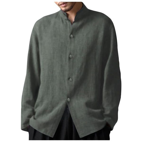 men's casual shirts 2021 long-sleeved summer solid color cotton linen stand-up collar beach style hawaiian plus size, White;black
men's casual shirts 2021 long-sleeved summer solid color cotton linen stand-up collar beach style hawaiian plus size, White;black